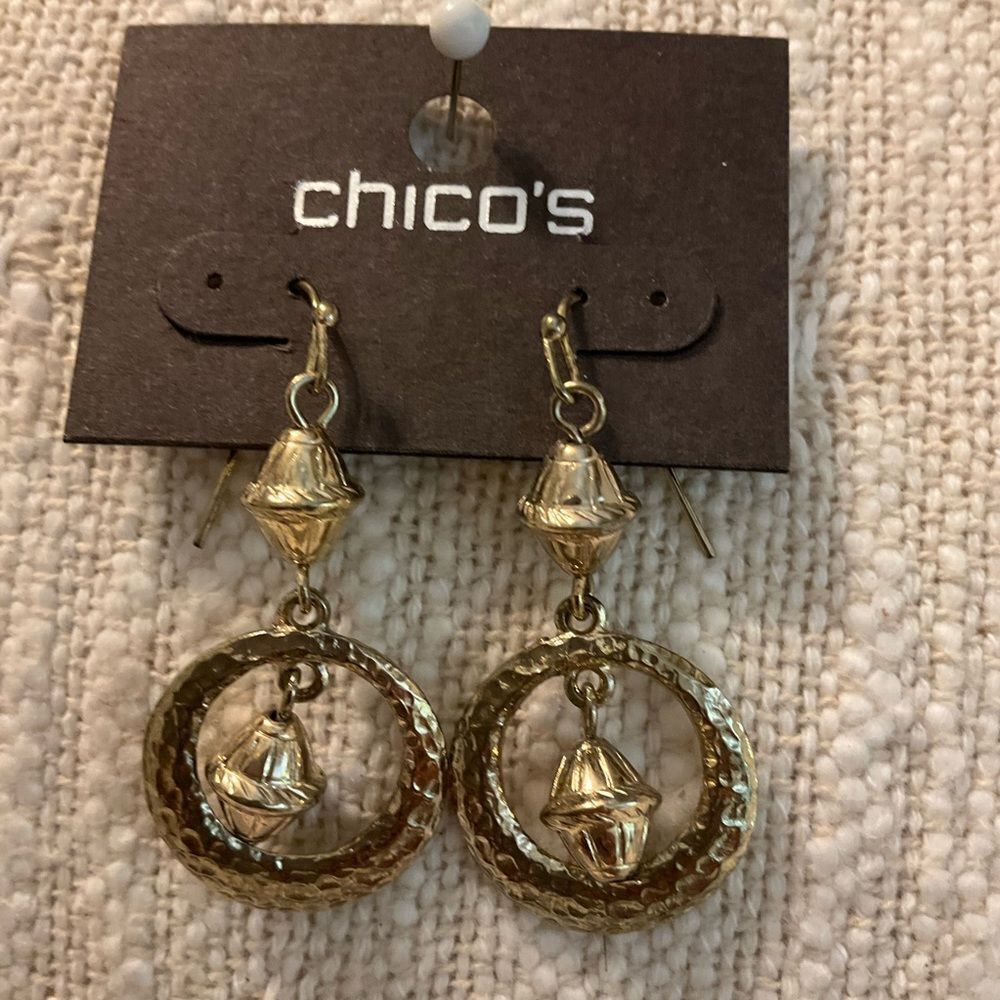 0187-Chico's Gold Dangle Earrings